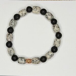 Jasper and lava stone bracelet handmade stretchy